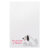 scribbled drooling dog drool bucket stationery