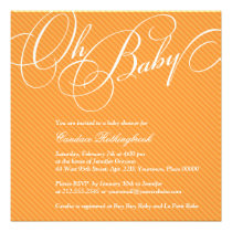 Script Diagonals in Apricot Baby Shower Invitation