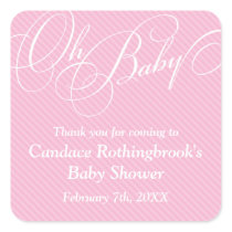 Script Diagonals in Blush Baby Shower  Sticker