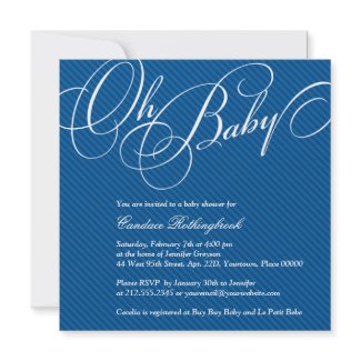 Script Diagonals in Cobalt Baby Shower Invitation invitation