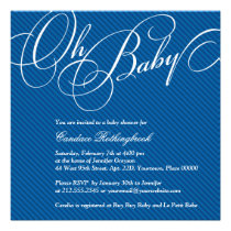 Script Diagonals in Cobalt Baby Shower Invitation