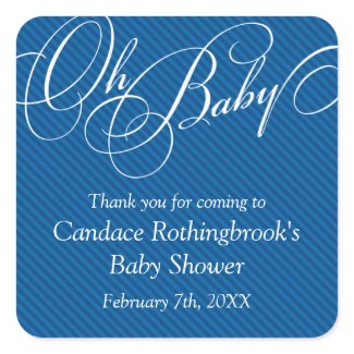 Script Diagonals in Cobalt Baby Shower Sticker sticker