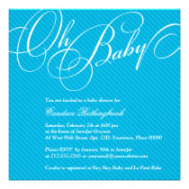 Script Diagonals in Cyan Baby Shower Invitation