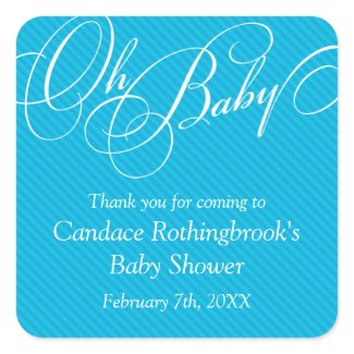 Script Diagonals in Cyan Baby Shower Sticker sticker