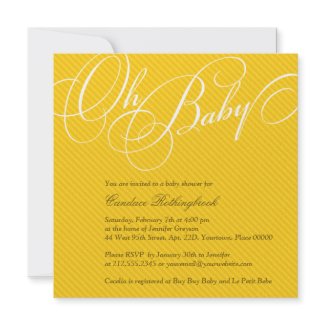 Script Diagonals in Gold Baby Shower Invitation invitation