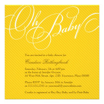 Script Diagonals in Gold Baby Shower Invitation