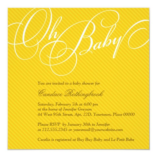Script Diagonals in Gold Baby Shower Invitation | Zazzle