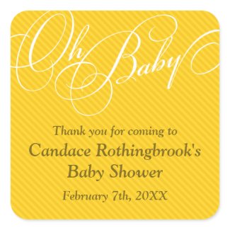 Script Diagonals in Gold Baby Shower Sticker sticker