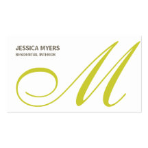Script Monogram Business Card (Lime)
