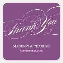 SCRIPT THANKS | WEDDING FAVOR LABELS SQUARE STICKERS