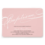 Scripted Baptism Rosary Cross Girl Pink Invitation