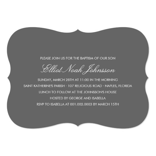 Scripted Baptism Rosary Cross Stylish Invitation Custom Announcement
