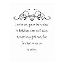 Scripture, John 5:15 I am the Vine Post Card