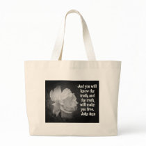 SCRIPTURE John 8:32  Black / White Flowers bags