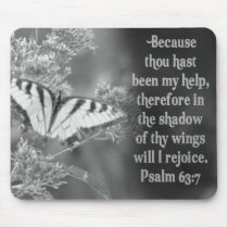 SCRIPTURE PSALM 63:7 W/ BUTTERFLIES mousepads