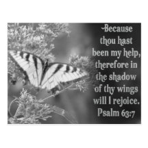 SCRIPTURE PSALM 63:7 W/ BUTTERFLIES POST CARD