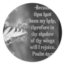 SCRIPTURE PSALM 63:7 W/ BUTTERFLIES STICKER