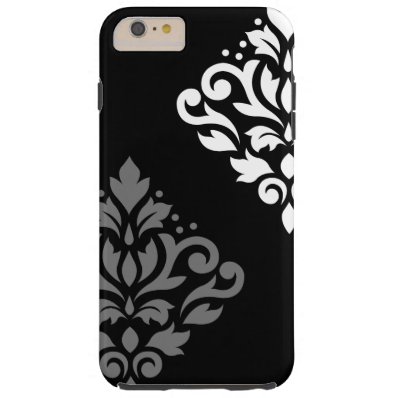 Scroll Damask Art I Black Grey White Tough iPhone 6 Plus Case