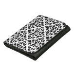 Scroll Damask Large Pattern Black on White Wallet