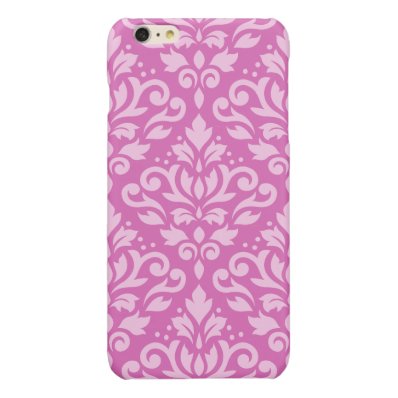 Scroll Damask Large Pattern Light on Dark Pink Glossy iPhone 6 Plus Case