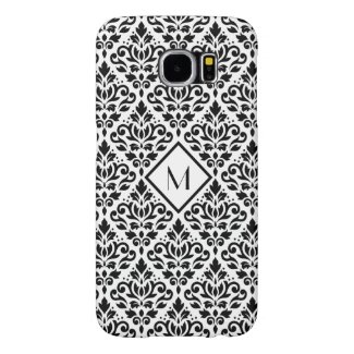 Scroll Damask Ptn Black on White (Personalized) Samsung Galaxy S6 Cases