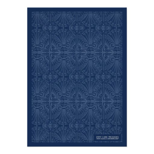 Scroll Fan Border (Navy) Invitation