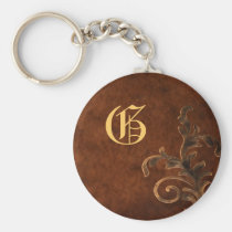 Scroll Leaf Vintage Monogram Keychain