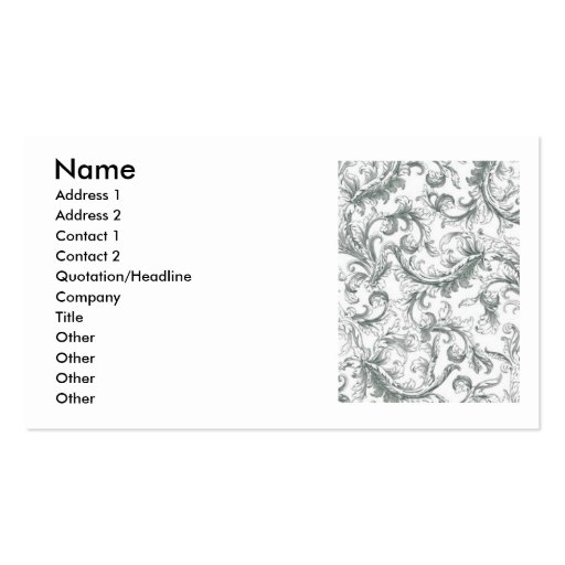 SCROLL PATTERN CALLING CARD BUSINESS CARD (front side)