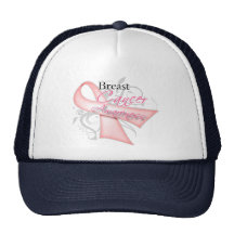 Scroll Pink Ribbon v2 Breast Cancer Awareness Trucker Hats