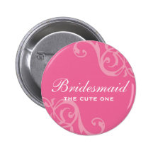 Scroll pink wedding name tag badge pin button