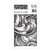 Scroll plume flourish postage
