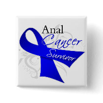 Scroll Ribbon - Anal Cancer Survivor Buttons