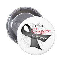 Scroll Ribbon Brain Cancer Awareness Button