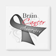 Scroll Ribbon Brain Cancer Awareness Refrigerator Magnets