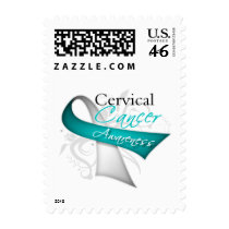 Scroll Ribbon Cervical Cancer Awareness Postage