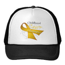 Scroll Ribbon Childhood Cancer Awareness Trucker Hats