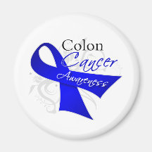 Scroll Ribbon Colon Cancer Awareness Fridge Magnets