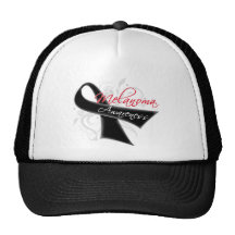 Scroll Ribbon Melanoma Awareness Trucker Hats