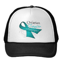 Scroll Ribbon Ovarian Cancer Awareness Trucker Hats