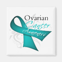 Scroll Ribbon Ovarian Cancer Awareness Refrigerator Magnets