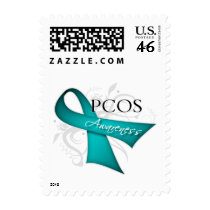 Scroll Ribbon -PCOS Awareness Postage Stamps