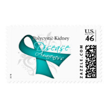 Scroll Ribbon  Polycystic Kidney Disease Awareness Postage Stamps