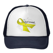 Scroll Ribbon Sarcoma Awareness Trucker Hats