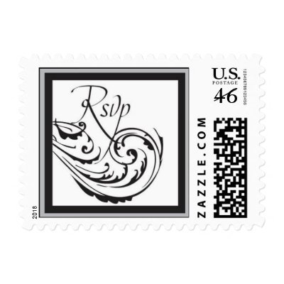 Scroll RSVP Postage Stamp