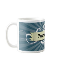 Scroll with blue background mugs