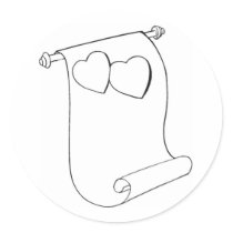 Scroll With Hearts Round Stickers