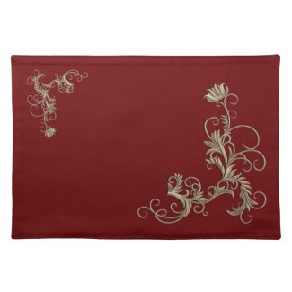 Scrolling Golden Floral American MoJo Placemat