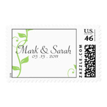 Scrolling Vine Green Wedding Postage
