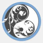 Scrolling Yin & Yang (black) Sticker