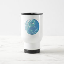 Scrolling Yin & Yang (Earth blues) Mugs